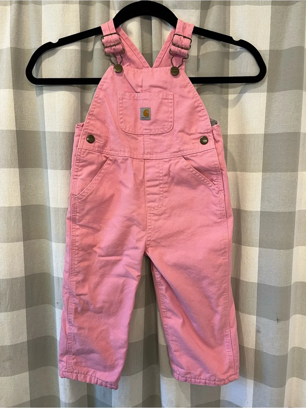 Carhartt Kids Pink Canvas Overalls with Chest Pocket